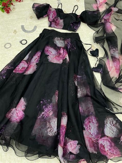 Adorable Organza Silk Black Color Lehenga Choli