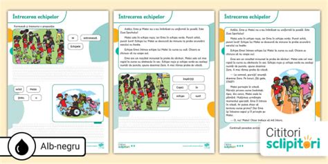 Întrecerea echipelor – Fișă de citire și de scriere clasa I