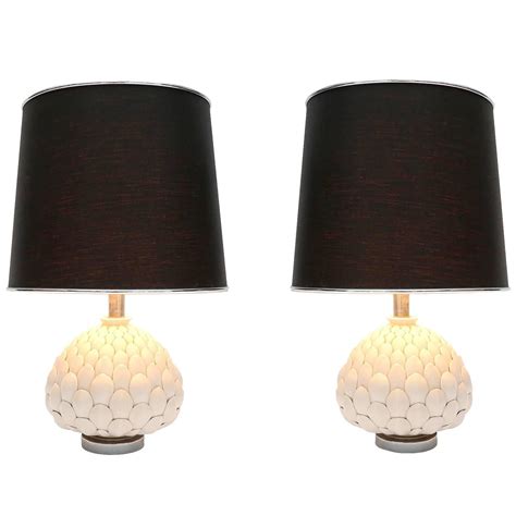 Pair of White Ceramic Artichoke Table Lamps at 1stDibs