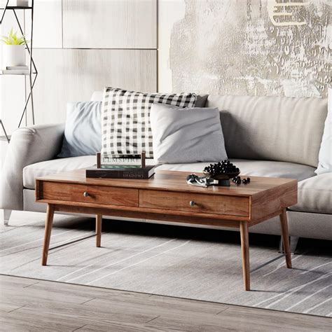 ELMSPIRE Neda Solid Wood Coffee Table/Central Table - Luxurious Walnut ...