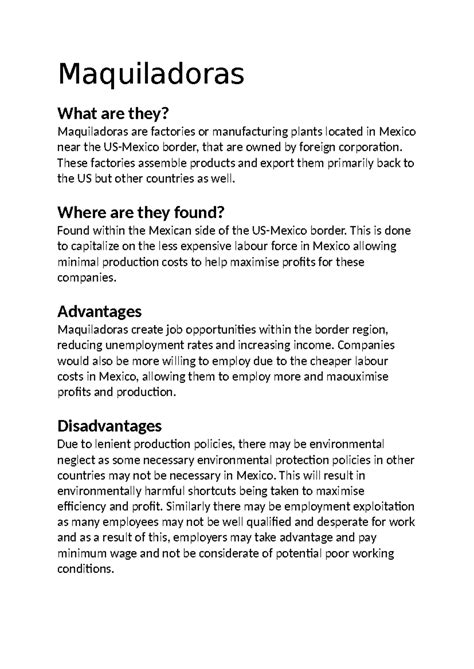 Maquiladoras - Maquiladoras What are they? Maquiladoras are factories ...