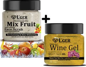 l'ger Combo Of Mix Fruit Face & Body Scrub 100gm & Wine Face Gel 100gm ...