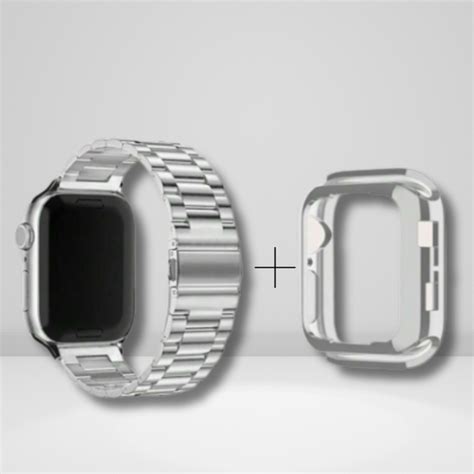 Stainless Steel Watchband & Case Set Combo For iWatch ( Silver Color ...