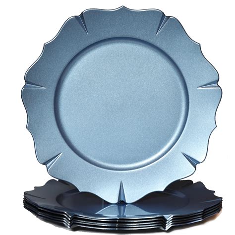 Spsyrine Blue Charger Plates, 13 Inch Metallic Scalloped Chargers for ...