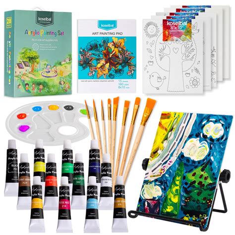 Buy Koseibal Acrylic Paint Set for Kids, Art Painting Supplies Kit with ...