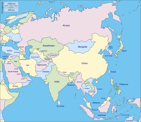 Image result for Printable Map of Asia