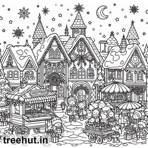 Christmas Market Coloring Pages
