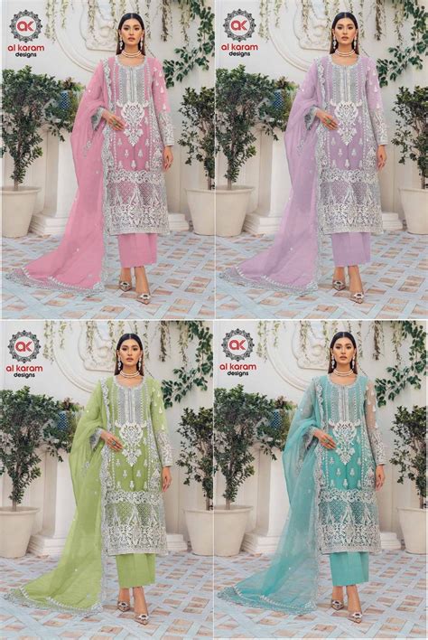 Al Karam 7786 Organza Pakistani Embroidery Salwar Suits Collection
