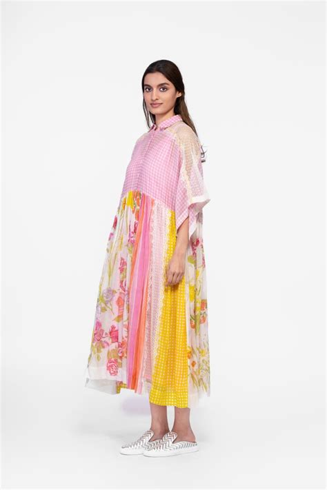 Buy - Cotton lace detail shirt collared dress | Elan Store