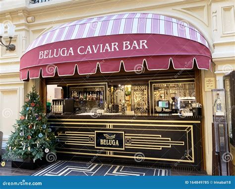 Moscow, Russia, November, 22, 2019. Beluga Caviar Bar in Gum in Moscow ...