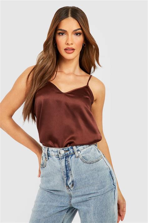 Chocolate Satin Cami | boohoo UK
