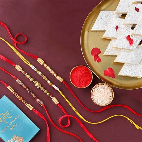 Send Sneh Traditional Beads Rakhi Set & Kaju Katli Online | Rakhibazaar.com