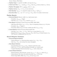 Formula Sheets Instruction Pipelining and Hazards - Computer Architecture