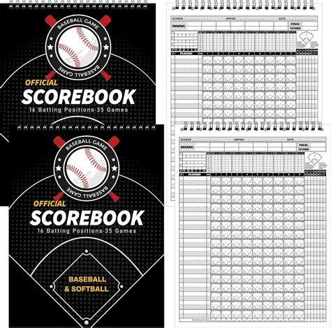 Qilery 2 Pcs Baseball Scorebook Softball Score Keeping Book 35 Games ...