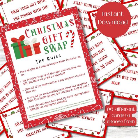 Christmas gift exchange game cards holiday party swap game gift swap ...