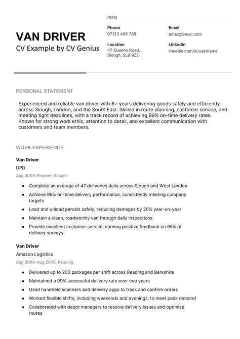6 Driver CV Examples, Template, & Writing Tips