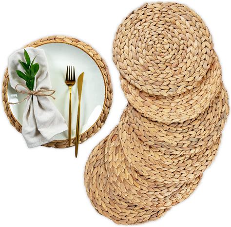 Amazon.com: Round Woven Placemats, Rattan Placemats, Wicker Chargers ...
