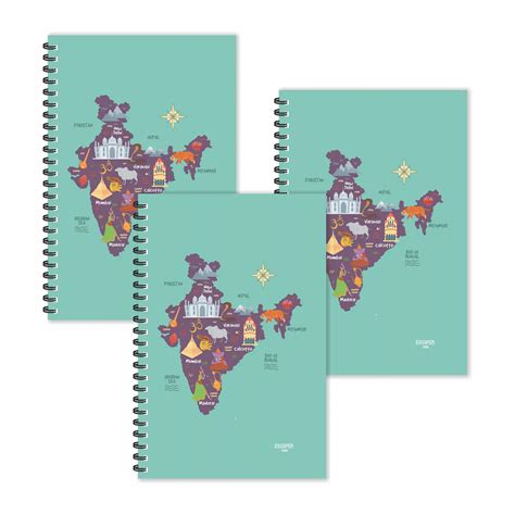 India Culture Map Ruled Diaries - Pack Of 3 at Zoozle