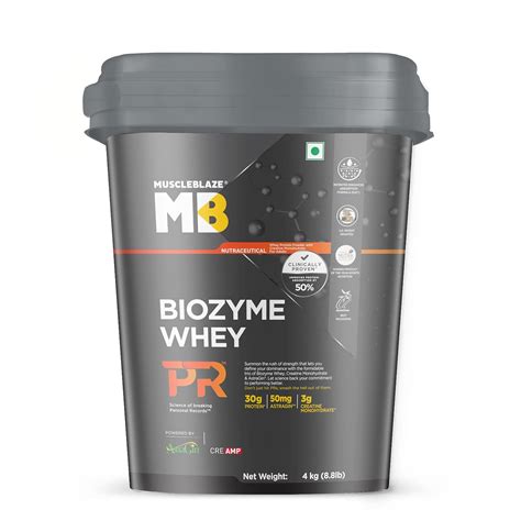 MuscleBlaze Biozyme Whey Protein PR with 30g Protein, 3g Creatine ...