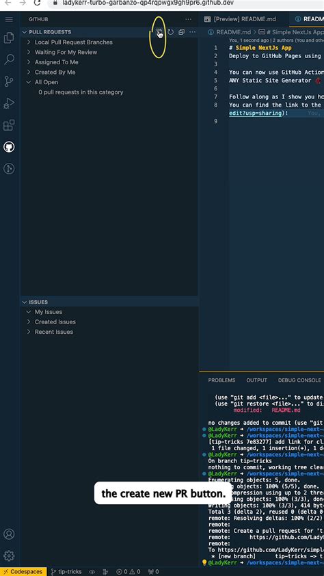 Creating a PR in GitHub 的图像结果