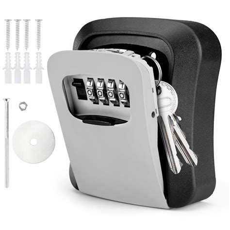 ALMURAT Wall Mounted Key Lock Box with Outside House Key Safe Storage ...