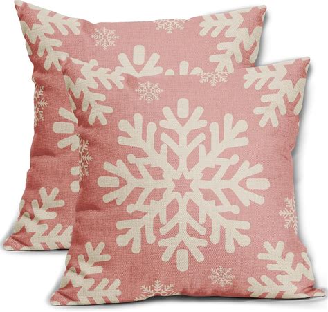 Amazon.com: Sivirary Pink Christmas Pillow Covers 18x18 Inch Set of 2 ...