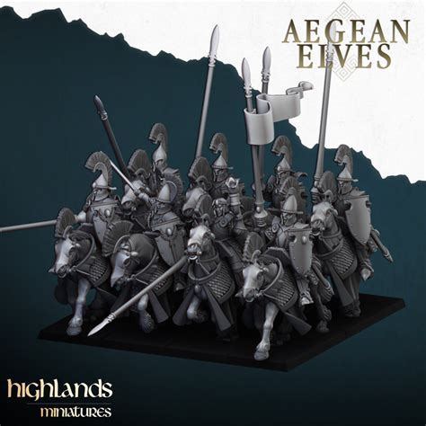 Buy Highlands Miniatures - Aegean Elves - Elves Mounted Lances with EMC ...