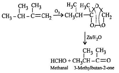 Ozonolysis of 2, 3-dimethyl but-1-ene followed by reduction with zinc ...