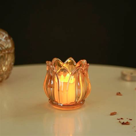 Tulip Glass Tea Light Candle Holder Amber Online - Premium Candle ...
