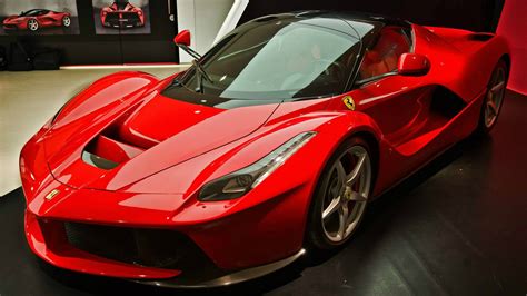 Download 1366x768 Ferrari HD Red LaFerrari Showroom Wallpaper ...