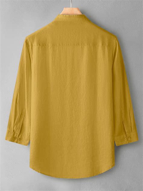 Mustard Colour Men's Cotton 3/4 Sleeve Casual Shirt – Zufrie