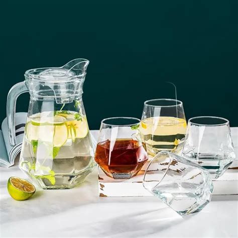 ROZADIO Premium Glass Water Jug Set with 6 Tumblers – Clear ...