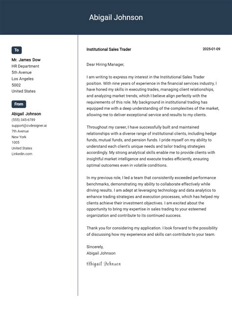 18 Quantitative Trader Cover Letter Examples And Templates for 2026 - ResumeDesign.ai