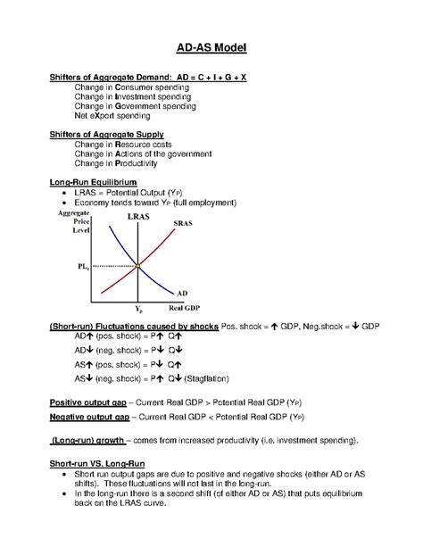AD-AS+Model+notes - Class Notes - AD-AS Model Shifters of Aggregate ...