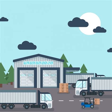 Warehouse outside industrial product transportation and storage ...