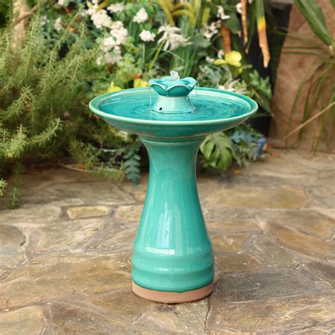 Bubbling Bird Bath Water Fountain – 22" Ceramic Fountain – LuxenHome