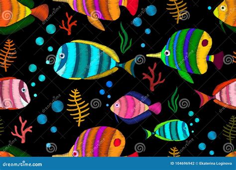 Seamless Pattern with Tropical Fish. Stock Vector - Illustration of ...