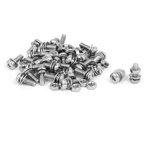 3NH® M4 x 12mm 304 Stainless Steel Phillips Pan Head Screws Nuts w ...