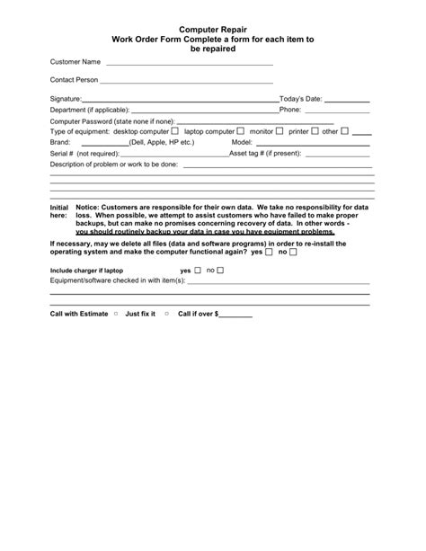 Image result for Computer Store Intake Sheet