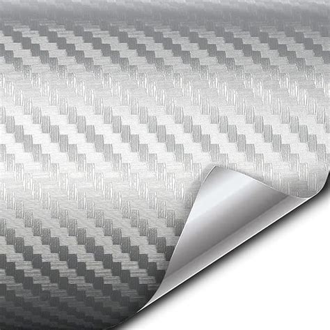 SUNBIRD 3D Carbon Fiber Car Vinyl Wrap, Silver Carbon Car Bike Wrap ...
