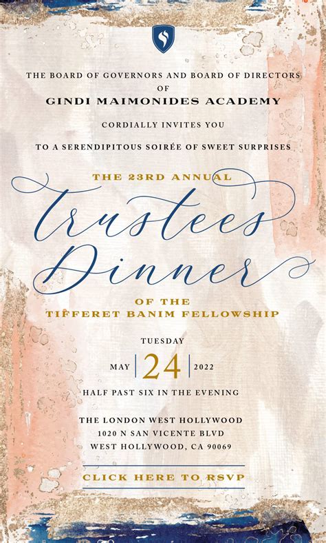 Tifferet Banim Trustees Dinner Invitation - Gindi Maimonides Academy ...