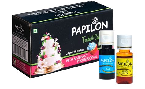 Papilon Concentrated Gel Food Colour Pack of 20gm x 10 Bottles Edible ...