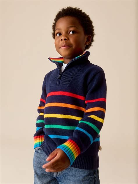 Buy Little Bird by Jools Oliver Navy Knitted Long Sleeve 1/4 Zip Jumper ...