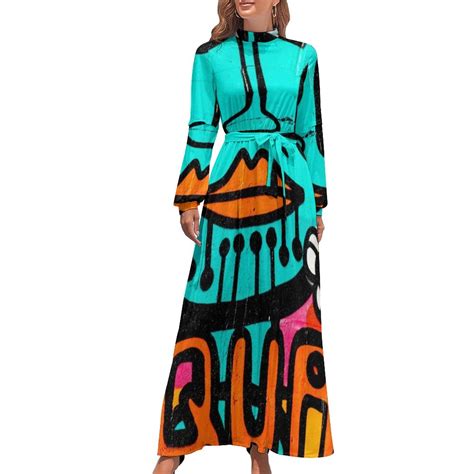 Word Graffiti Art Dress Dream Team Print Sexy Maxi Dress Stylish ...