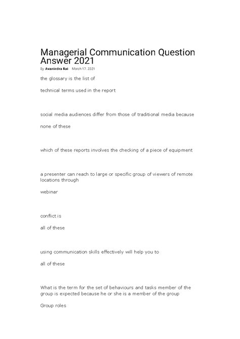 Managerial Communication Q&A - MBA 1st Sem Study Notes - Studocu