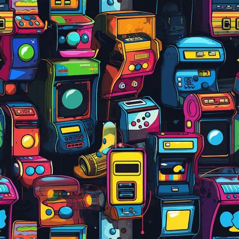 Classic retro arcade seamless pattern collection | Premium AI-generated ...