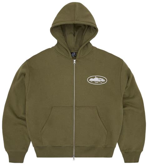 CORTEIZ ISLAND PUFF PRINT ZIP HOODIE OLIVE