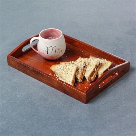 BRICK BROWN ® Handcrafted Premium Tribal Wooden Serving Tray in Walnut ...