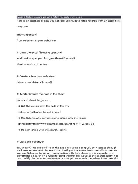 Image result for How to Write Selenium Code to Fetch Data From Excel