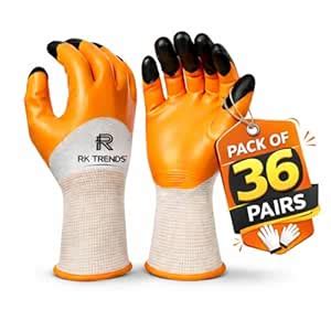 RK TRENDS Safety Gloves - Nylon Nitrile Coated Industrial & Home Cut ...